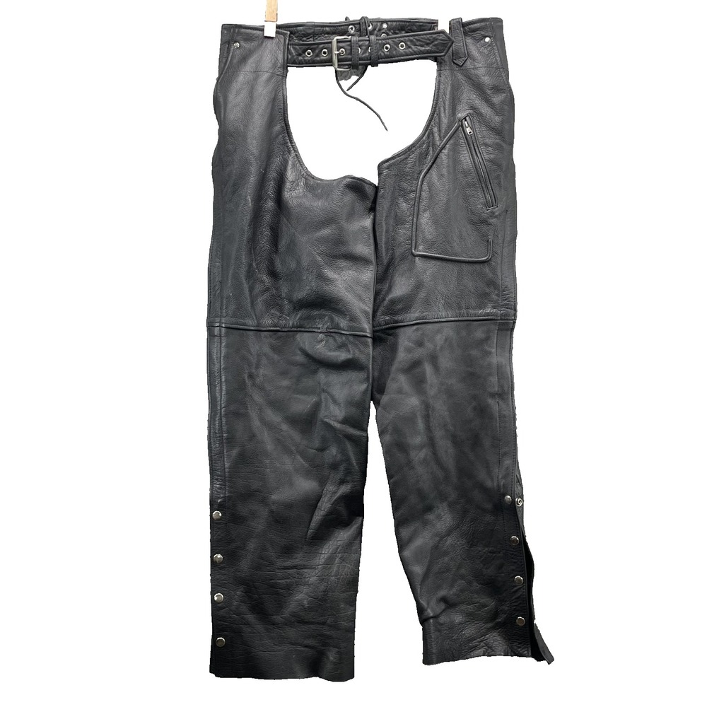Unik Premium Genuine Leather Chaps Mens XXL Motorcycle Biker Western Cowboy Ride